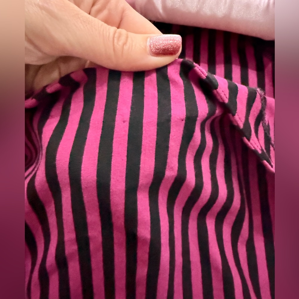 Vintage Y2K Betsey Johnson Hot Pink Black Stripe Midi Dress medium sexy - Picture 9 of 9